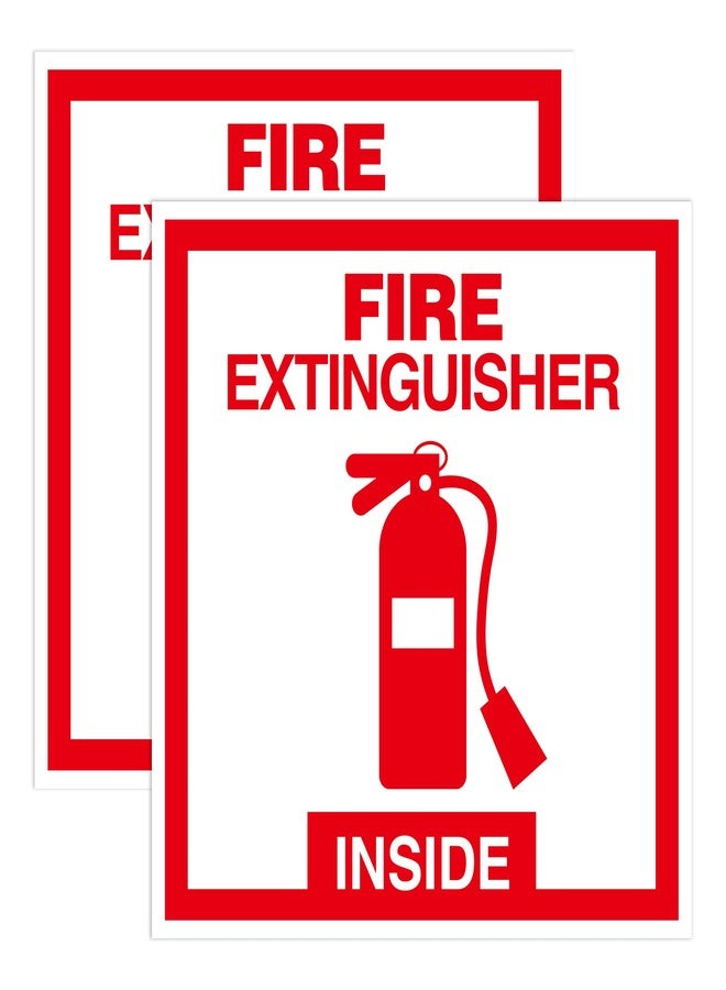 LUHIMO 2 PCS Fire Extinguisher Inside Sign Stickers,Self Adhesive Vinyl Safety Label Waterproof, Fade and Scratch Resistant, Suitable for Indoor and Outdoor,Red on White - Image 1